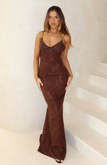 Lust For Life Maxi Embellished Trim Dress Chocolate