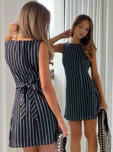 Alfalfa Shift Mini Dress Brown / Blue Stripe