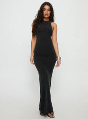 Rheanna Draped Backless Maxi Dress Black