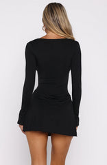 Be Right Back Long Sleeve Mini Dress Black