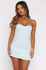 Raised Right, Lead Wrong Lace Mini Dress Blue