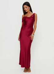 Silah Cowl Neck Maxi Dress Red