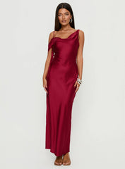 Silah Cowl Neck Maxi Dress Red
