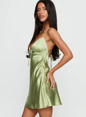 Jasminda Lace Trim Mini Dress Green