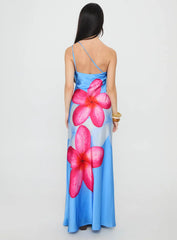 Meilana One Shoulder Maxi Dress Blue Floral