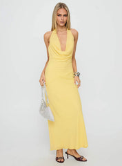 Ocean Boulevard Plunge Maxi Dress Lemon