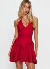 Karisse Halter Mini Dress Red